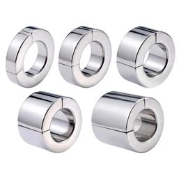 Cockrings Luxury Cockrings Magnetic Ball Stretcher Stainless Steel Metal Cock Ring Sex Toys For Men Scrotum Bondage Delay Ejaculation Penis