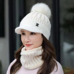 Caps Winter Knitted Beanies Hats Women Thick Warm Beanie Skullies Hat Female Knit Letter Z Bonnet Beanie Caps Outdoor Riding Ski Sets