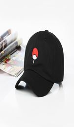 New 100% Cotton Japanese Anime Dad Hat Uchiha Family Logo Embroidery Baseball Caps Black Snapback Hat Hip Hop for Women Men1101566