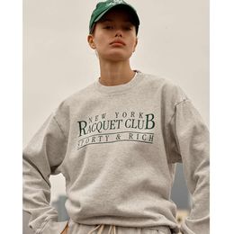 24ss Sporty Rich Sweatshirts Designer Pullover Jumper New York Letter Print Inner Fleece Sweater Women Round Neck Hoodie