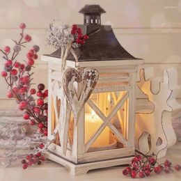 Candle Holders Wooden Iron American Style Glass Luxury Lid Lantern Aesthetic Floor Dekoration Home Furniture