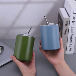 Blank Tumbler Party Favour Mugs 350ml Stainless Steel Tumbler with Straw and Lid Coffee Cups LT741