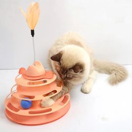 3/4 Levels Cat Toy Tower Tracks Interactive Cats Intelligence Training Amusement Plate Tunnel Plate Toys Ball Pets Cat Products 240103