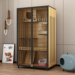 Cat Carriers Simple Solid Wood Cage Pet Supplies Indoor House Villa Panoramic Shop Multi-layer Oversized