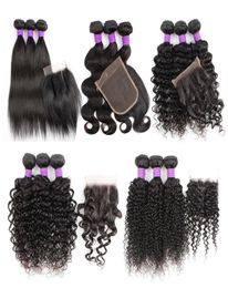 KISSHAIR remy Brazilian human hair extension 3 bundles with closure 200g set straight body jerry curly hair weft 4x4 lace closures9816162