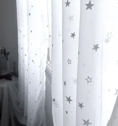 White Shiny Sliver Star Tulle Curtain For Living Room Modren Allmatch Yarn with Window Drapes Sheer for the Bedroom Home Decor3722611