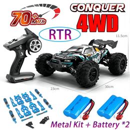 Rc Car Off Road 4x4 High Speed 75KMH Remote Control With LED Headlight Brushless 4WD 116 Monster Truck Toys For Boys Gift 240103