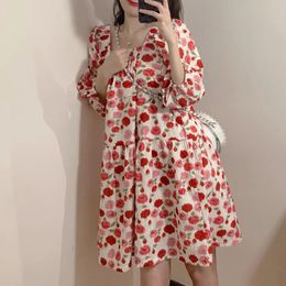 2024 Pregnant Women Short Sleeve Sweet Floral Dresses Square Collar Ruffles Patchwork Maternity Shirts Pregnancy Loose Blouses 240102