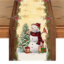 Table Cloth Christmas Tree Snowman Flag Linen Runners Kitchen Dining Decor Holiday Fabric Winter