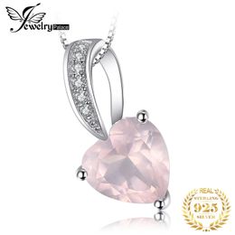 JewelryPalace Heart 1ct Natural Pink Quartz 925 Sterling Silver Pendant Necklace for Woman No Chain 240103