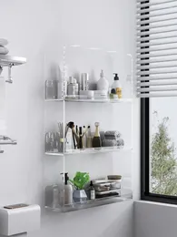 Kitchen Storage Perforation-free Transparent Acrylic Shelving Bathroom Toiletries Wall Multi-layer Hangers Simple And Modern