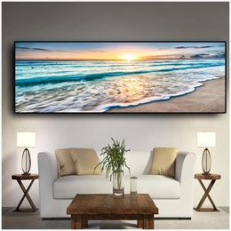 Paintings DIY Diamond Embroidery Sunsets Natural Sea Beach 5D Diamond Painting Landscape Mosaic Wall Picture Poster Art Home Decor 201112