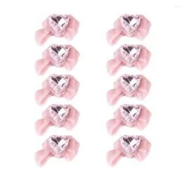 Nail Art Decorations Jewelry Pack Charming 3d Heart Faux Pink Bow Charms Rhinestones For Manicure Phone Case Accessories
