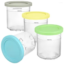 Bowls 4 PCS Ice Cream Pint Container With Lid PP For Ninja Creami Compatible NC301 NC300 NC299AMZ Maker