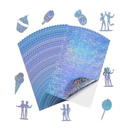 10 Sheets A4 Holographic Laser Print Paper Waterproof Vinyl Print Stickers DIY Self-adhesive Paper for Laser Inkjet Printing