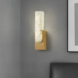 Wall Lamp Modern Luxury Living Room Bedroom Villa Bedside Nordic Brass Marble Sconce Light