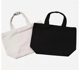 Storage Bags White/black Blank Pattern Canvas Shopping Eco Reusable Foldable Handbag Cotton Tote Bag Lunch Box Bento 100pcs