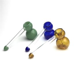 5.5 Inch Colorful Smoking Glass Pipe with Gourd Style Thick Pyrex Tobacco Hand Pipes Ash Catcher Water Bong Bowl