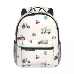 Tractors And Trucks Pattern Kids Backpack Toddler School Bag Kindergarten Mochila for Boys Girls 2-5 Years 240102