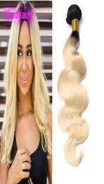 Peruvian Virgin Hair Extensions 1B613 One Bundle Ombre Colour Blonde Body Wave Human Hair Products Two Tones Colour 1032inch7625863