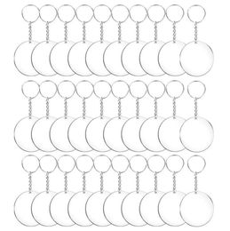 Keychains 487296pcs Acrylic Transparent Circle Discs Set Key Chains Clear Round Keychain Blanks For DIY Transparent2717222