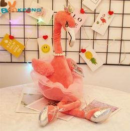 30cm Electric Flamingo plush toy singing and dancing wild bird flamingo stuffed animal figurine fun puzzle for children LJ2011261122706