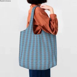 Shopping Bags Zigzag Pattern Art Canvas Bag Women Large Capacity Groceries Bohemian Modern Geometric Tote Shopper Handbags Gifts