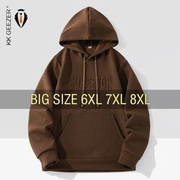 Men Sweatshirts Hooded Hoodies Oversized 6XL 7XL 8XL Plus Size Full Length Pullovers Spring Autumn Long Sleeve Sports Streetwear 240103