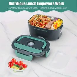 2-In-1 Electric Heating Lunch Box Car Home 12V/220/110V Portable Stainless Steel Liner Bento Lunchbox Food Container Bento Box 240103