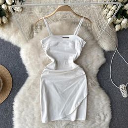 Casual Dresses Summer Backless Straps Open Fork Sexy Light Mature Wind Celebrity Halter Package Hip Dress