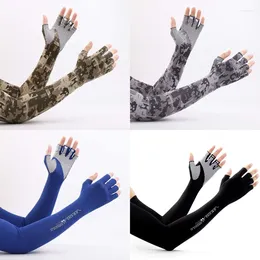 Cycling Gloves Camouflage Quick-Drying Sunscreen Long Sleeves Outdoor Fishing Ice Silk Half-Finger