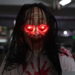 Party Masks Halloween Mask Luminous Eye Terror Scary Cosplay Costume Adts Zombie Headgear Ghost Funny Horror Toy 230901 Drop Deliver Dh9C6