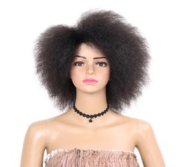 Fashion 6 inch Kinky Curly short Afro Wigs 6inch nature black Synthetic Wig For Women 90g5364308