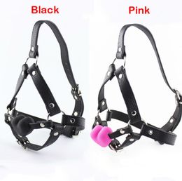 Strap On Harness PU Leather Bondage Mask Gear HeartShaped Solid Mouth Gagged Ball Horse With Type Oral Fixation Mouth Stuffed Sex5309376