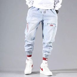 Men Streetwear Hip Hop Cargo Pants Mens Jeans Elastic Harem Joggers Pants Autumn Spring Trousers Men Clothing S-4XL 240103