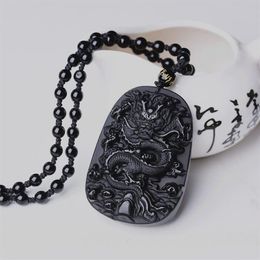 Drop Black Obsidian Dragon Necklace Pendant Jade Pendant Jewellery Lovers Pendant Lucky Amulet252c