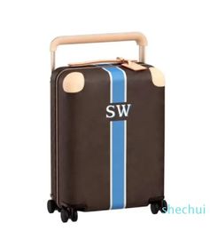 Luxury brand suitcase Personalised customizable initial Stripe patten Classic Luggage Fashion unisex Trunk Rod Box Spinner Universal Wheel Duffel with box