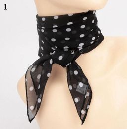 Scarves 2021 WOMEN Chiffon Scarf Vintage Polka Dot DoubleSided Tied Ribbon Narrow Hand Bag Straps Hair Female Black6270164