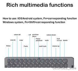 Cell Phone Keyboards Foldable Bluetooth Keyboard USB Type for Windows Android for Computer Tablet PC Phones Keyboard 3-Device Sync