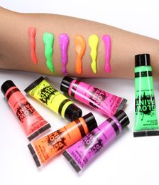 624pcs Body Art Paint Neon Fluorescent Party Halloween Makeup Cosplay Makeup Kids Face Paint UV Glow Painting Body Make UpNew2674770