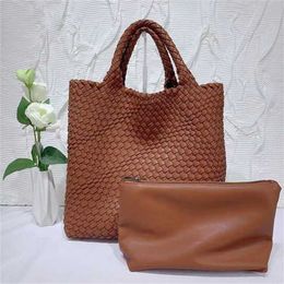 Trendy Woven Hand Tote Bag Large Capacity Shoulder Bags Simple Shopping Bags With Wallet Fashion Hand Casual Women Messenger Bag Purse 230426