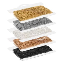 Components 10 Meters Gold Stainless Steel Flat Cable Chain 1.5mm 2mm Rolo Link Chains Bulk Diy Jewelry Making