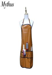 Fashion Barber Apron With Pockets Leather Waterproof PU Hairdressing Apron For Salon8759020