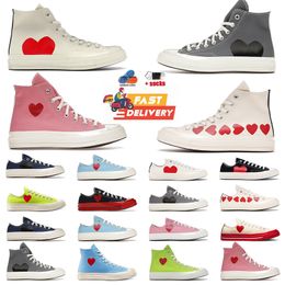 OG Original Vintage Commes Des Garcons X 1970s Canvas Shoes Designer Womens Mens All Star Classic 70 Chucks Taylors Low Multi-Heart Flat Trainers Sports Sneakers