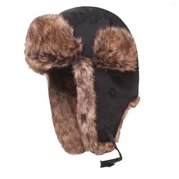 Berets Trapper Hat Soft Plush Skiing Cap Lightweight Windproof Ski Men's Winter For Running Skating Outdoor Hiking Cycling