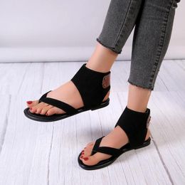 Sandals 2024 High Quality Women's Shoes Clip Toe Summer Sweet Daily Solid Open Flat