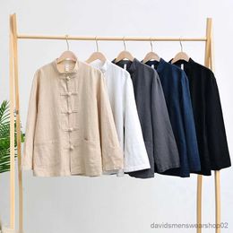 Men's Casual Shirts Casual Men's Chinese Style Shirts Traditional Kung Shirt Coat Tang Suit Uniform Jacket Men's Clothing