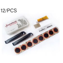 Mountain Bike Tire Repair Tool Set, 12 -delad däckreparationsuppsättning, kallreparationsfilm