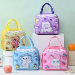 3D Visual Bento Bag Cartoon Student Lunch Bag Cartoon Lunch Boxs Oxford Cloth Handbag