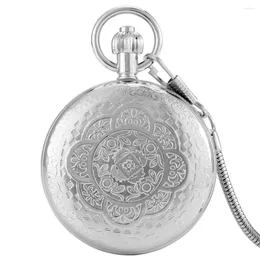 Pocket Watches High-Quality Silver Copper Shell Watch Mechanical Automatic Necklace Pendant Clock Arabic Digital Dial Birthday Presents